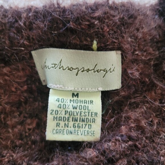 Vintage Antropologie Sweater Size Medium Cardigan Mohair Wool  Cropped Y2K Fuzzy - Picture 5 of 10